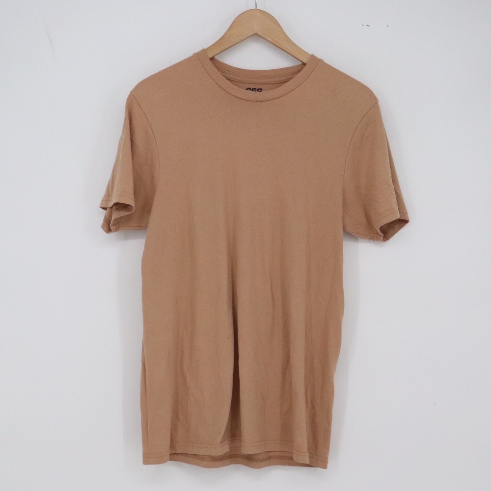CSG T-Shirt Mens S Tan Basic Short Sleeve Solid Excellent